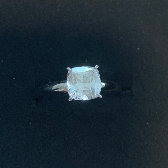 QVC Diamonique Solitaire Ring Platinum Plated 925 Silver - Picture 1 of 3